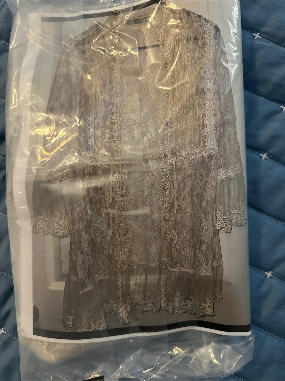 Sheer Lace Kimono Robe in Cream vintage 1 bottom loose - Picture 16 of 16